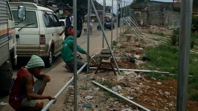 Steel frame for fence.