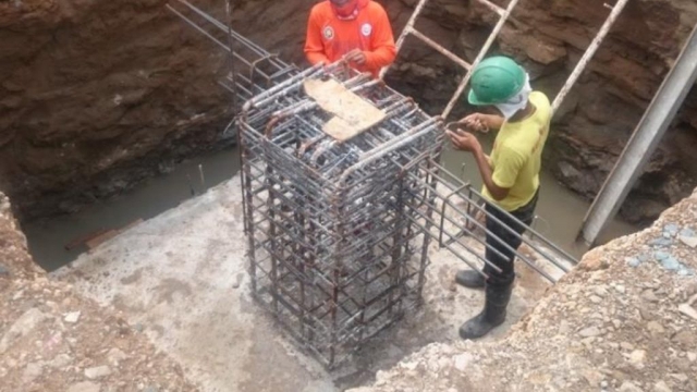 Steel bars for reinforcement of pedestal and footing.