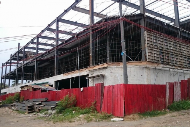 Steel mesh preparation for cast in place wall.